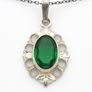 Emerald-Glass 925 Silver Necklace Image 3