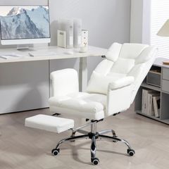 Ergonomic Office Chair, height-adjustable 48-56 cm, reclining backrest, footrest, White