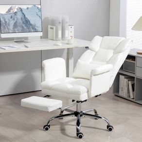 Ergonomic Office Chair, height-adjustable 48-56 cm, reclining backrest, footrest, White