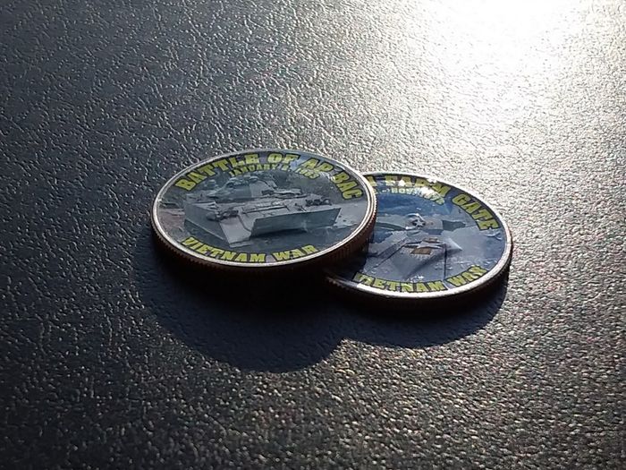 Vietnam War Coin Collection - (2) Painted US Kennedy Half Dollar Coins
