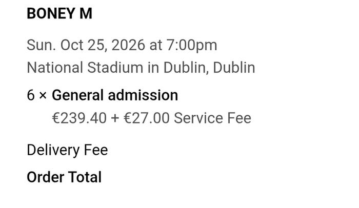 6 tickets for boney m