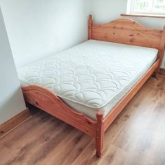 Wooden Double Bed Frame with Mattress