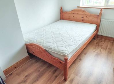 Wooden Double Bed Frame with Mattress