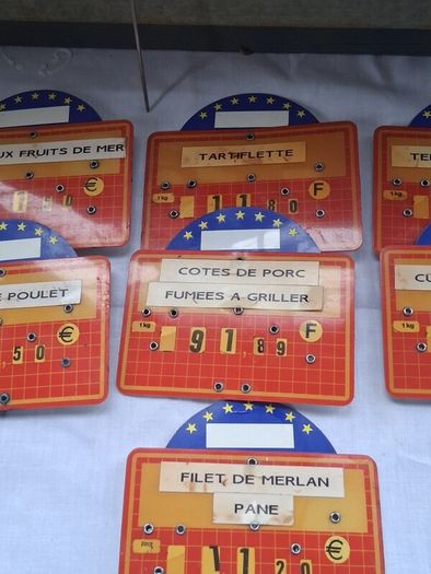 9 X Vintage French Fully Adjustable Price Display Signs