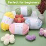 100gx2 Chunky Cotton Crochet Yarn with 4mm Hook, Soft Non-Split Thick Yarn for Amigurumi DIY Gifts, Home Decor, Beginner Projects (Beige+OffWhite) Image 6
