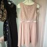Dusty Rose Pink Sleeveless Lace-Trimmed Chiffon Waist-Cinched Dress Image 3
