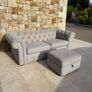 Beautiful grey chesterfield sofa & storage pouffe Image 2