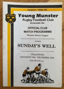 1990 Young Munster v Sunday's Well - Munster Senior League Programme