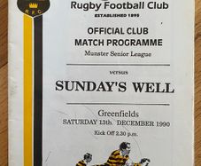 1990 Young Munster v Sunday's Well - Munster Senior League Programme