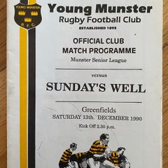 1990 Young Munster v Sunday's Well - Munster Senior League Programme