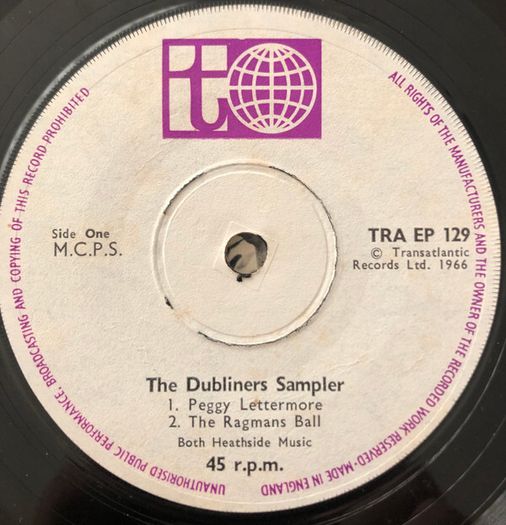 The Dubliners Sample EP Vinyl UK Irish Traditional
