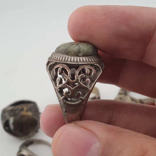 Antique Style Ring Collection 15 Mixed Brass, Glass & Stone Rings