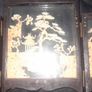 A Beautiful Old Asian hand carved cork diorama, presented as a folding triptych screen within a wood and glass frame Image 3