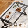 Coffee Table, Living Room Table, Center Tea Tables, Glass Coffee Table, End Sidetable with Black Metal Frame for Living Room Bedroom Office, Modern Open Design, 39 x 19 x 18 IN, Transparent Glass Image 6
