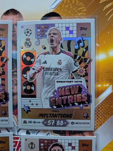 Greatest Hits New Entries Set Topps Match Attax 20th Anniversary 2026/27  Felix Nmecha Borussia Dortmund Infinity Topps Match Attax 20th Anniversary 2026/27  Brand New pack pulled sleeved and toploaded