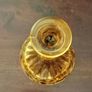 Pair of Vintage Amber Glass Candlestick Holder with Cut Glass Design. Image 6