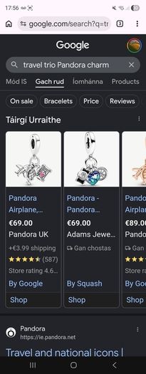 Pandora travel trio charm