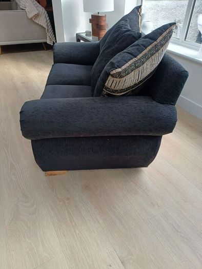 Two Seater Black Fabric Sofa