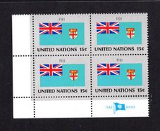 1980 United Nations New York Fiji National Flag (part of flag series) Block of 4 Mint Never Hinged (MNH)