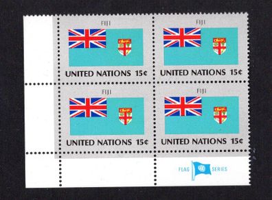 1980 United Nations New York Fiji National Flag (part of flag series) Block of 4 Mint Never Hinged (MNH)