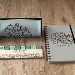 Friends Pencil Case Notebook and Sticky Notes Stationery