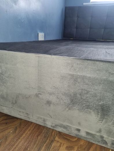 single velvet bed wite large drawers