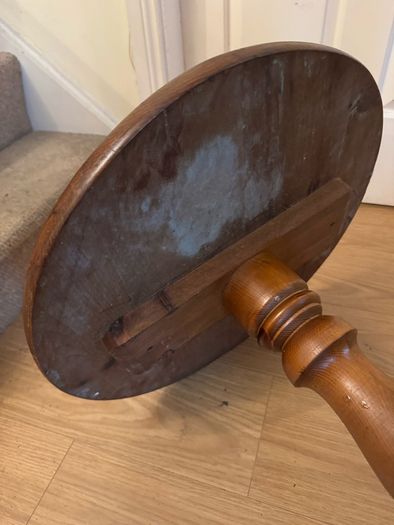 19th Century Antique Pine and Elm Small Tavern Table with Rotating Top
