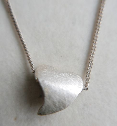 Vintage Sterling Silver Twisted Heart Necklace length 18" - 5,1g