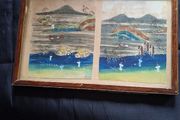 Japanese woodblock Pictures diptych featuring a landscape scene in the style of Edo-period ukiyo-e artists