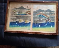 Japanese woodblock Pictures diptych featuring a landscape scene in the style of Edo-period ukiyo-e artists