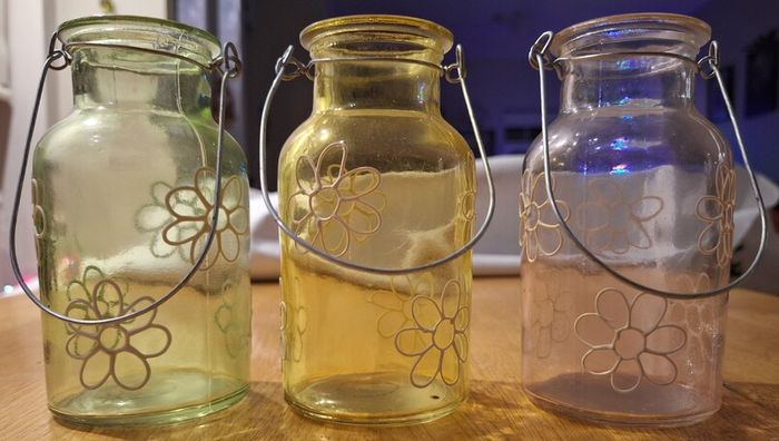 Flower Patterned Vases with Metal Handles