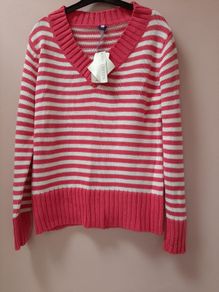new pink and white cotton jumper tag attached