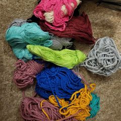 Leftovers of acrylic wool and cotton yarn, knitting, crochet