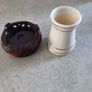 Lovely Irish Belleek porcelain small vase in wooden holder Image 3