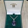Vintage Sterling Silver Amethyst Cabochon Pendant Rope Chain Necklace 925 Italy Image 8