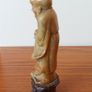 Hand-carved Chinese soapstone statue of Shou Lao the Taoist God of Longevity resting on a separate dark stone pedestal  early 20th century  height 15.5cm Image 4