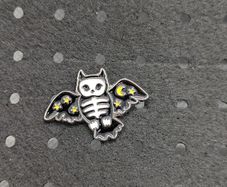 Skeleton owl enamel pin