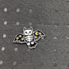 Skeleton owl enamel pin