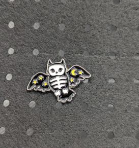 Skeleton owl enamel pin
