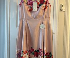 Very pretty pink floral dress Lovely dress to wear on Weddings, party, or any special occasion .