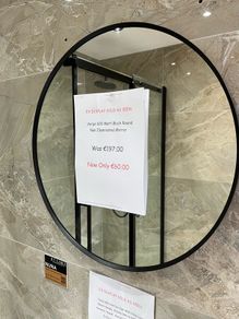 Ex Display Bathroom 600mm round black plain mirror