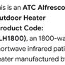 Alfresco outdoor heater Image 3