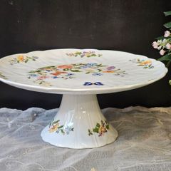 Aynsley Cottage Garden Fine Bone China Footed Cake Stand Floral Butterfly