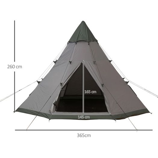 6-Person Outdoor Metal Frame Camping Tent w/ Carrier Bag Grey