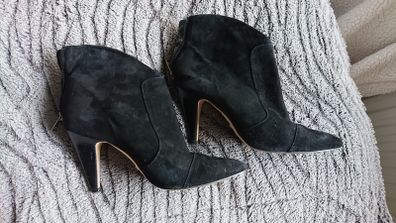 Black Suede Ankle Boots  Size 5