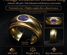 Authentic Vintage Boucheron Roxane 18K Gold Ring with Amethyst  Fully Hallmarked & Serial Numbered