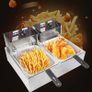 Stainless Steel Commercial Electric Fryer Stainless Steel Fryer 12L Electric Double Tank Double Sieve Machine for Chicken/Shrimp With Basket And Lid 12L 220v Image 6