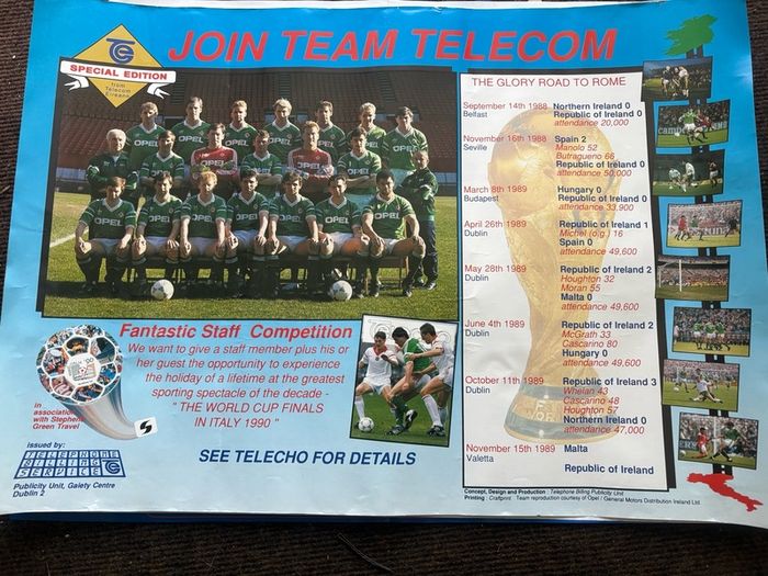 Ireland World Cup Posters 1990 1994 2000 FAI Telecom Eireann Memorabilia