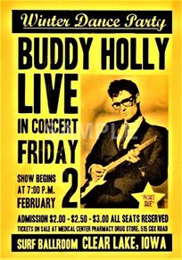 Buddy Holly Surf Ballroom, Clear Lake, Iowa 1959 Winter Dance Party Tour Poster