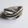 Vintage 925 Sterling Silver Crossover Ring with Stone Setting size M - 5,1g Image 9
